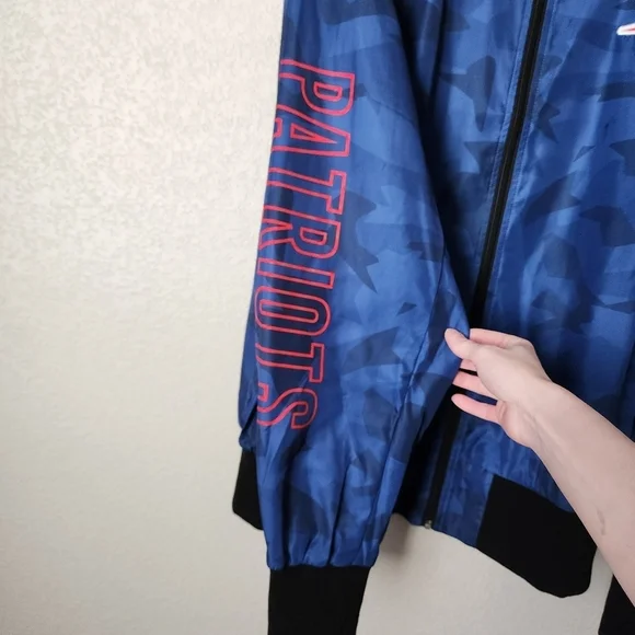NFL TEAM x PATRIOTS windbreaker‎ logo jacket in blue full zip size 2XL - Picture 7 of 10